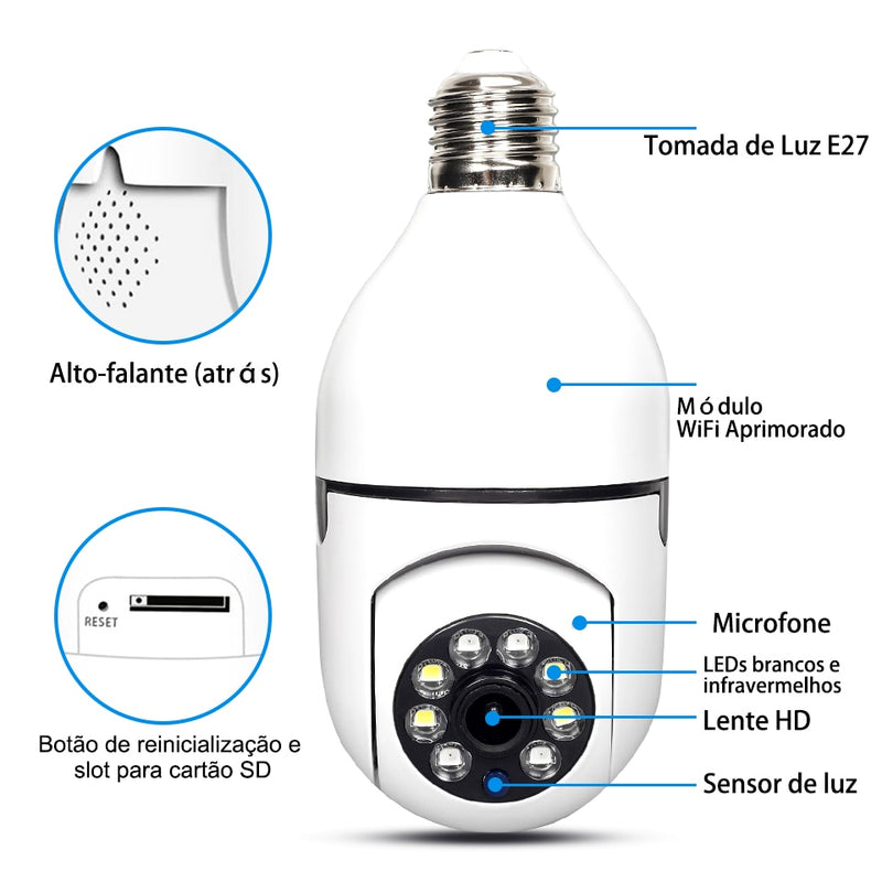 Nova lâmpada LED com câmera 360° - ilumine e monitore sua casa com um só dispositivo!